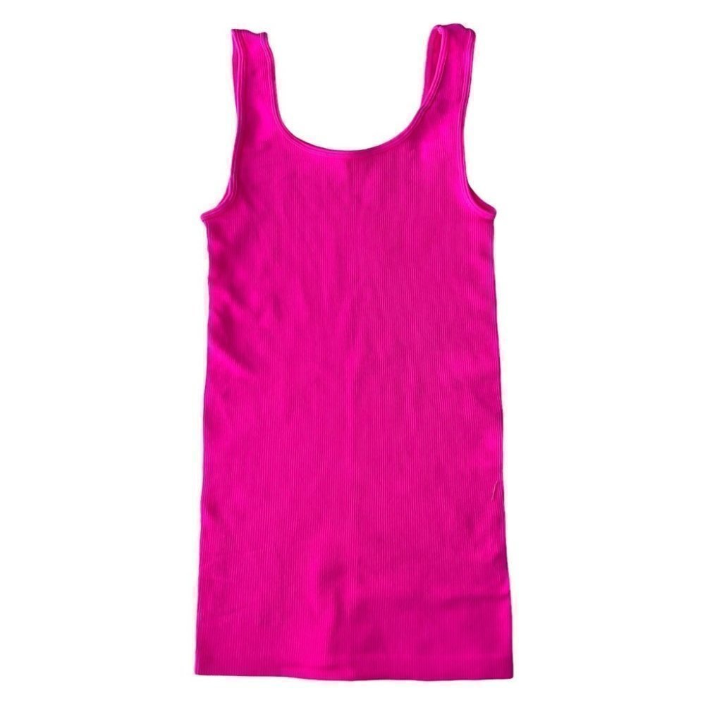 Hot Pink Stretchable Ribbed Tank  Top